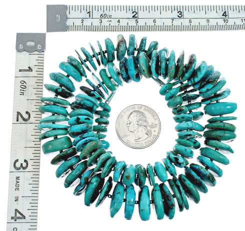 Native American Sterling Silver Turquoise Bead Necklace JX129221